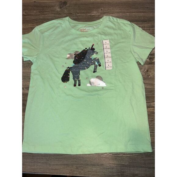 Toddler Girls' Rainbow Unicorn Short Sleeve Shirt. Size Large (10-12). NWOT Q - Picture 1 of 4